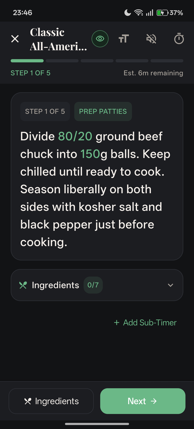 Hands-Free Cooking Session & Stove Timers (Dark Mode)