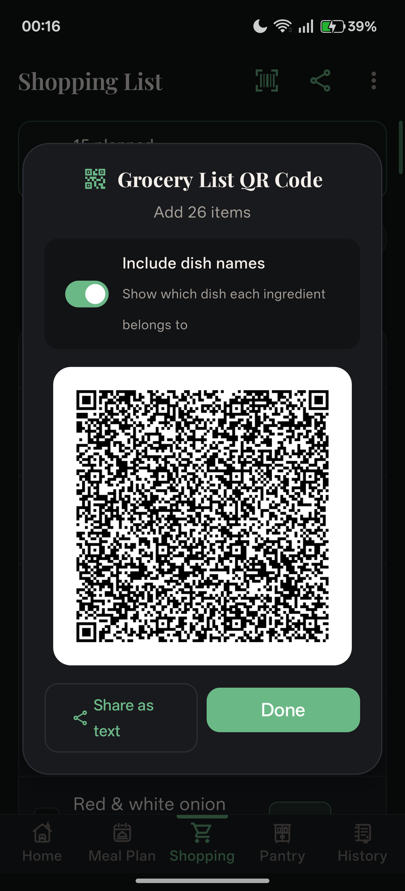 Offline QR Code Checklist Share (Dark Mode)