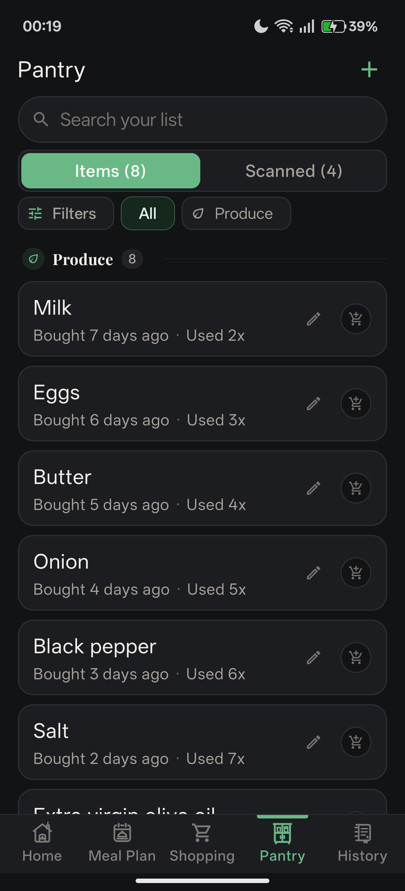 Pantry Inventory & Stock Tracker (Dark Mode)