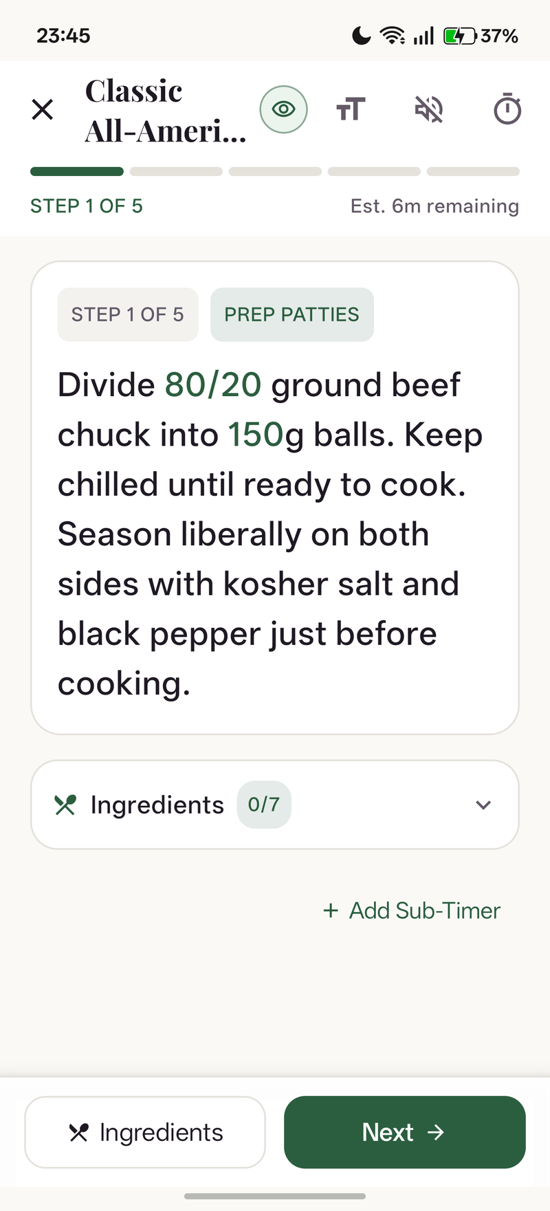 Hands-Free Cooking Session & Stove Timers (Light Mode)